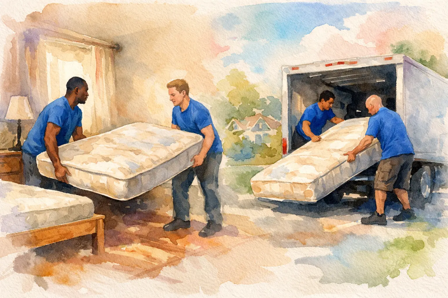 The Junk Punk crew removing a mattress that will soon be recycled in Huntersville