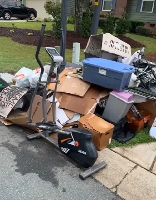 A pile of household junk ready for pickup in Davidson